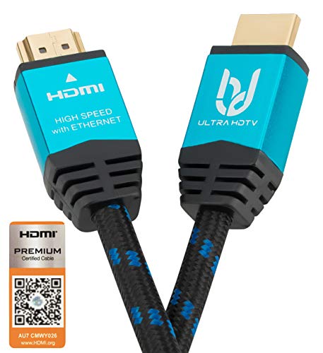 Ultra HDTV 4K HDMI Kabel, Premium Zertifiziert, 2 Meter/HDMI 2.0b, UHD bei vollen 60Hz (Keine Ruckler) / HDR10+, 3D, ARC, Ethernet, Dolby Vision